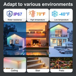 Luci Esterne Intelligenti Pro 150ft con Controllo Remoto tramite App, Luci RGB Eternity per Grondaie, Impermeabili IP67, Luci a Stringa per Tetto di Casa - Product Image 6