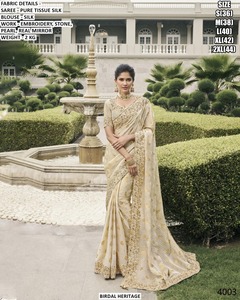 Elegant Charm JMC <b>Tissue</b> Silk Moisture Wicking Wrinkle Free Traditional Saree for Diwali & <b>Wedding</b> Occasions - Product Image 2
