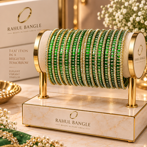 Modern Green Aluminium Metal Kashmiri Bangles Set Decorative Glitter 18K Gold Plated <b>Crystal</b> Rhinestone <b>Women</b> Wedding Wholesale - Product Image 2