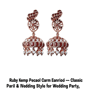 Ruby Kemp Peacock Charm Earrings-Classic Pearl & Diamond Style for Wedding Party - Product Image 2