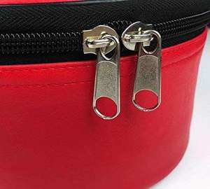 Wholesale Round <b>Red</b> Polyester Storage Case with Black Handle Durable Design for Embroidery Crafts - Product Image 6