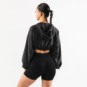 Chaqueta cortavientos con capucha y cremallera frontal con logo, ligera, impermeable, de poliéster, para senderismo en invierno, para mujer. - Product Image 2