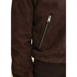 Chaqueta Bomber de Lujo para Hombre Leathertex, Cuello Camisero, Color Chocolate Marrón, Talla XS, Estilo Casual para Otoño - Product Image 2