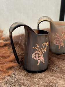 Mug en corne naturelle avec poignée - Mug de cuisine moderne pour bière, vin, café et thé - Écologique et personnalisable - Product Image 5