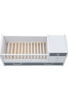 Cuna Moderna de Madera Blanca y Gris con Cajones para Bebés de 0 a 3 Años - Product Image 2
