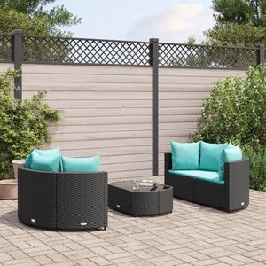 Ensemble de 5 canapés de patio en rotin PE noir, taille unique, pour l'aménagement de jardin - Product Image 1