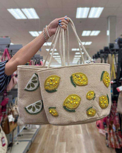 Sac fourre-tout en toile brodé à thème océanique pour femme, fait main, orné de perles de coquillages, avec fermeture éclair et ouverture, collection Printemps/Hiver/Été - Product Image 4
