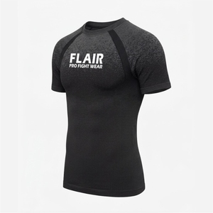 Flair <b>Men's</b> <b>Black</b> Raglan Sleeve Compression <b>Shirt</b> Quick Dry <b>Slim</b> <b>Fit</b> Sporty O-Neck Base Layer - Product Image 5