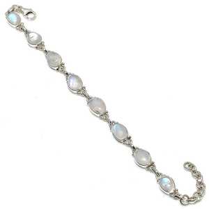Handmade Genuine Rainbow Moonstone Bracelet 925 <b>Solid</b> Sterling Silver Natural Gemstone Jewelry For Women Gift - Product Image 2