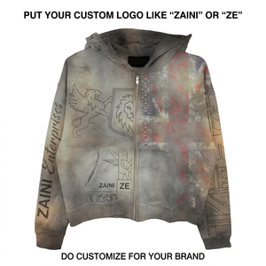 Premium 350 GSM 100% Cotton <b>Fleece</b> Acid Wash Eco-Friendly Loose Fit Vintage <b>Grey</b> Custom Logo Front Pullover Hoodie - Product Image 1