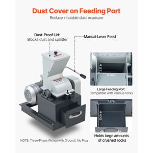 Trituradora Eléctrica de Piedra y Roca de 2.5KW 220V, Máquina para Triturar Vidrio con Capacidad de 100-200 Kg/h - Product Image 5