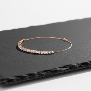 Brazalete de Tenis Clásico de Oro Rosa con Diamantes en Oro de 14K y 18K, Diamantes Cultivados en Laboratorio con Certificación IGI, Joyería Fina de Lujo Elegante - Product Image 2