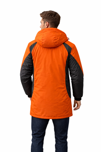 Chaqueta de Natación Personalizada OEM, Impermeable, Color Negro y Naranja, con Capucha, Forro Polar, Chaqueta Larga para Equipo de Natación de Invierno - Product Image 5