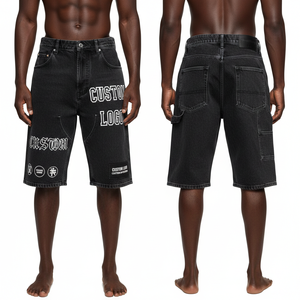 Customizable <b>Men's</b> Denim Shorts Embroidery Breathable Fade Effect Oversized Denim Jorts <b>for</b> Summer 2026 - Product Image 1
