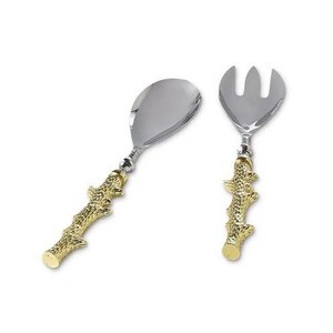 Ensemble de serveurs à salade en métal argenté personnalisé avec poignée en spirale, vaisselle de luxe pour hôtels et restaurants - Product Image 2