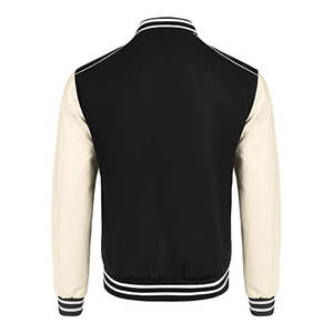 เสื้อแจ็คเก็ตวาร์ซิตี้สีดำขาวสำหรับผู้ชาย แจ็คเก็ตเบสบอลแบบ Letterman สั่งทำได้ ชุดทีม ขายส่ง - Product Image 5