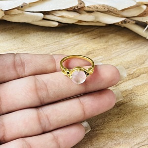 Unique Design Boho Geometric <b>Rings</b> Dainty Brass Jewelry For Women 18k <b>Gold</b> Plated Rose Quartz <b>Cocktail</b> <b>Ring</b> For Wholesale OEM - Product Image 5