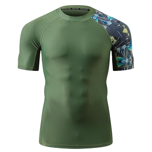 Wholesale <b>Men</b> <b>Compression</b> T <b>Shirt</b> Rash Guard Short Sleeve Swim <b>Shirt</b> UV Protection OEM Factory Supplier - Product Image 2