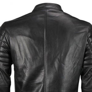 Luxury <b>Men's</b> Genuine <b>Leather</b> Cafe Racer <b>Jacket</b> Modern Slim Fit Full Grain <b>Leather</b> Fashion Outerwear Wholesale Custom - Product Image 5
