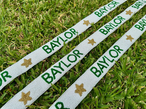 กระเป๋าสะพายข้าง Baylor รุ่นวินเทจ กันน้ำ พกพาสะดวก เป็นมิตรกับสิ่งแวดล้อม สายสะพายประดับลูกปัด ดีไซน์ดาวสีทอง ตัวอักษรสีเขียว ประดับด้วยเม็ดลูกปัด พร้อมตะขอโลหะ - Product Image 4