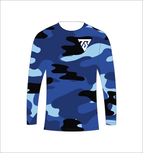 Camiseta Deportiva de Manga Larga para Hombre, Color Azul Rey, Camuflaje, Compresión, para Gimnasio, Entrenamiento, Táctica, con Estampado de Camuflaje - Product Image 2