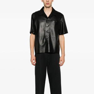 Stylish Autumn Season Wear Men Genuine Leather <b>Shirts</b> Professional Casual Anti-Wrinkle <b>Button</b> Closure Leather <b>Shirts</b> - Product Image 1