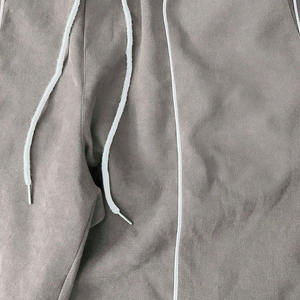 Custom Autumn Streetwear <b>Velour</b> <b>Tracksuit</b> Set Grey Full Zip Jacket Jogger Pants Solid 100% Polyester Acid Wash Breathable - Product Image 6