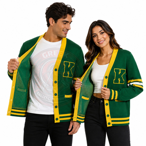 เสื้อคาร์ดิแกนอะคริลิกถักลายโลโก้สัญลักษณ์มหาวิทยาลัย KSU สำหรับสตรี  แบบคอวี  สำหรับชมรมนักศึกษาหญิง  แบบเสื้อวาร์ซิตี้ - Product Image 5