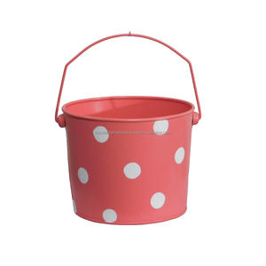 Seau rond en fer avec poignée et couleur blanche finie pour jardin Seau en métal avec poignée pour de nombreux usages - Product Image 2