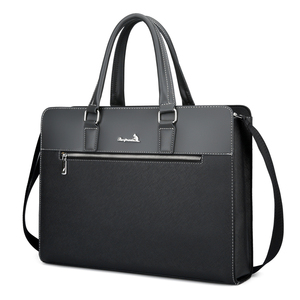 Housse pour ordinateur portable en cuir Changmian, sac à bandoulière en cuir PU avec fermeture éclair, sac de protection pour bureau professionnel, noir - Product Image 1