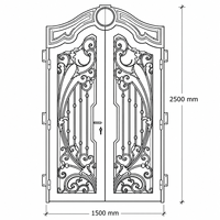 Porte en fer forgé sur mesure, porte d'entrée en fer forgé, porte d'entrée décorative en métal pour villas, maisons de luxe et propriétés de luxe