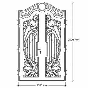 Puerta de Hierro Forjado Personalizada, Puerta de Entrada Decorativa de Metal para Villas, Mansiones y Propiedades de Lujo - Product Image 2
