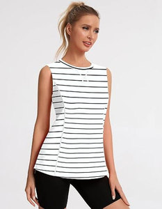 เสื้อกล้ามผู้หญิงแขนกุดคอกลมลายทางระบายอากาศลำลองเสื้อถักยาวปกติ - Product Image 5