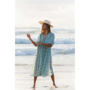 Vestido Maxi Kyra 100% Algodón Verde Jade Claro Lavable Transpirable Cómodo Estilo Casual Moderno Suave como la Esponja Ligero para - Product Image 3