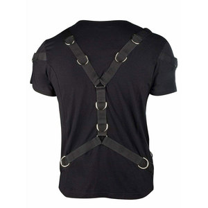 Custom <b>Men's</b> Gothic Punk T-Shirt with Integrated Webbing Body Harness and Metal D-Rings Street-wear Cotton Jersey Top - Product Image 2