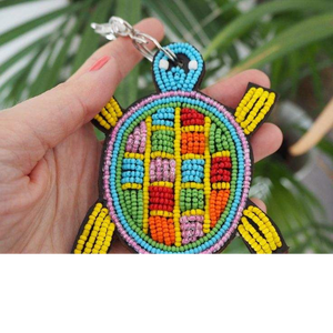 Luxury New Design Multi-Color Beaded Flower Keychain Trendy Bag Accessory <b>Key</b> Fob with Classic Style Embroidery Accessory - Product Image 2