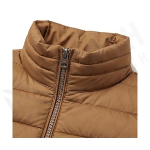 Quilted Vest Women Stand Collar Zipper Closure Brown Winter Jacket Polyester Filling Solid Color Regular Length - Product Image 4