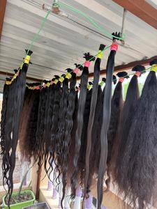 Extensions de cheveux humains vierges de taille longue, qualité Single Drawn, couleur foncée, provenant de temples d'Inde du Sud, en vrac - Product Image 1