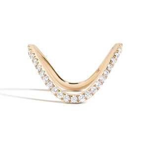 14K Gold Lab Grown Diamond Stackable <b>Ring</b> Prong Set 1.8mm Wavy Curved Chevron Deep V Contour <b>Wishbone</b> Contour Guard Wedding - Product Image 3