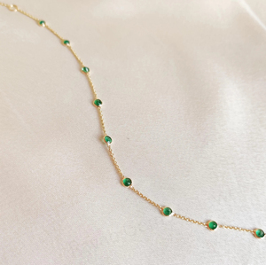 High Quality Trendy Natural Emerald Gemstone Bezel Setting 925 Silver Gold Plated Minimalist Chain <b>Adjustable</b> Wedding <b>Bracelet</b> - Product Image 6