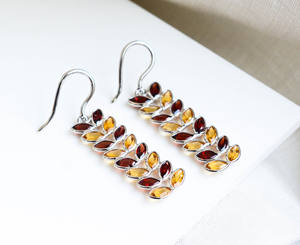 Pendientes de Hoja con Piedras Preciosas Alternadas de Súper Calidad, con Metal Plateado 925, Pendientes de Moda para Mujer - Product Image 3