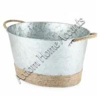 Grand bac à plantes en métal finition rustique pour la décoration intérieure et les petites plantes d'intérieur par Axiom Home Accents, pots idéaux