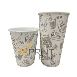 Copos de papel descartáveis com borda laminada para café quente e chá, 8-16 onças, vendidos separadamente