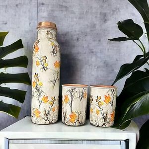 ขวดน้ำทองแดงลายดอกบัว พร้อมฝาปิดแบบกระติกน้ำร้อนพกพาสำหรับเดินทาง - Product Image 4