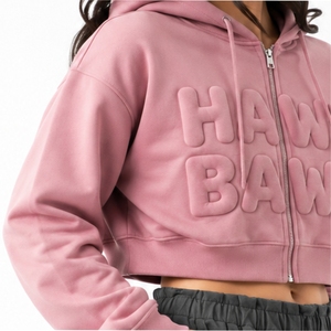 Sudadera corta personalizada para mujer, con capucha, forro polar, cierre frontal, estilo casual, ropa urbana, hecha a medida, estilo urbano, cómoda para mujer. - Product Image 6