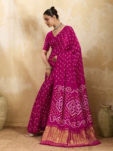 Sari Bandhani de Seda Gajji Premium |   Exquisita Tela Tie Dye Gujarati con un Rico Atractivo Tradicional - Product Image 2