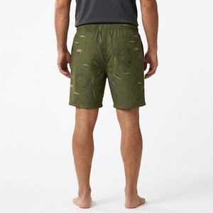Shorts de bain décontractés pour hommes, bleu marine, imprimé floral, avec cordon de serrage - Product Image 2