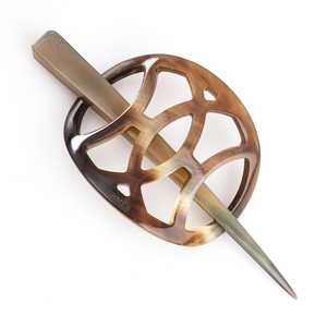 Pinza para el pelo artesanal ecológica de cuerno de búfalo, tallada irregularmente, imitación antigua, accesorio artesanal natural con temática de ángel para - Product Image 6