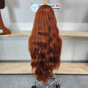 Cheveux vierges vietnamiens longs ondulés pour perruque en dentelle transparente, double trame, fermeture 5x5, 24 pouces, sans colle, bonnet moyen - Product Image 4