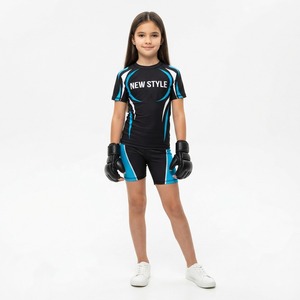 Conjunto de Ropa de Combate MMA para Niñas, Camiseta de Manga Corta Personalizada con Sublimación, Pantalones Cortos Deportivos a Juego - Product Image 1